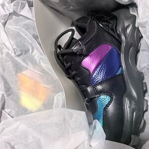 Kurt Geiger Black and Iridescent Kids Sneakers